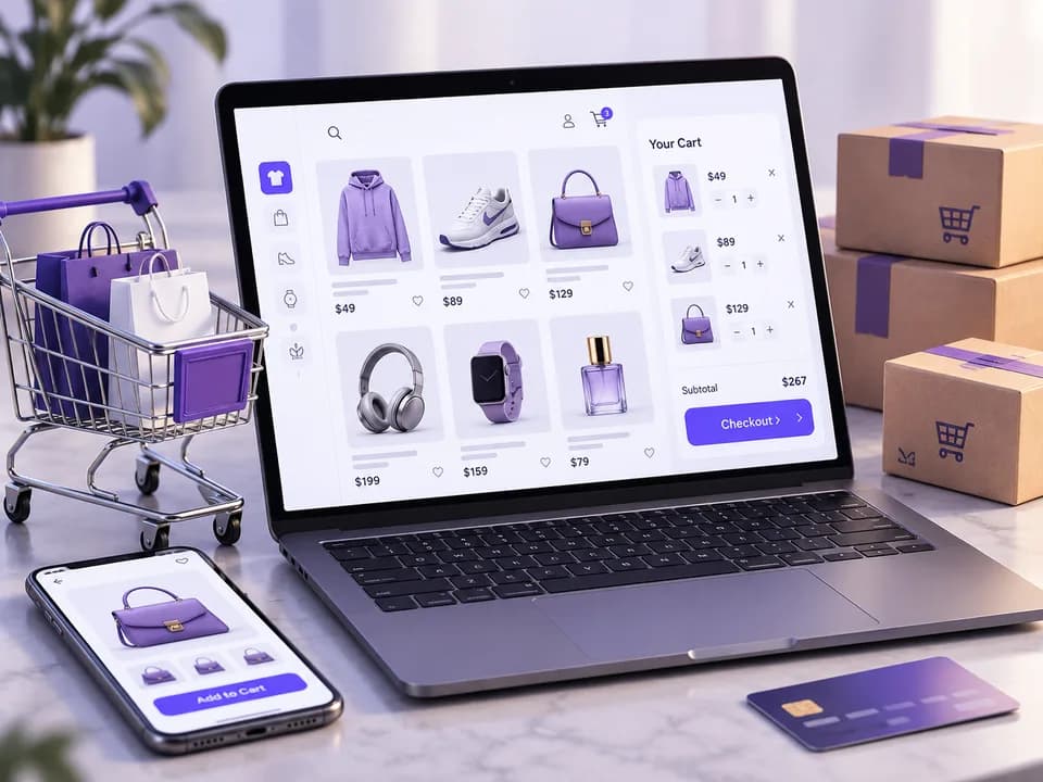 Boutique en ligne avec catalogue de produits et panier